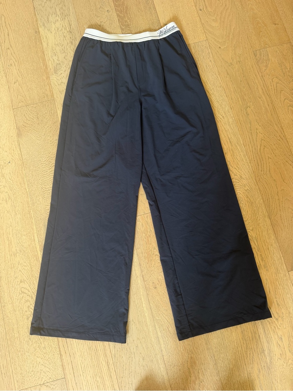 Wilson Sport Professionals Wide Leg Track Pants Navy Blue Elastic Waist Size L